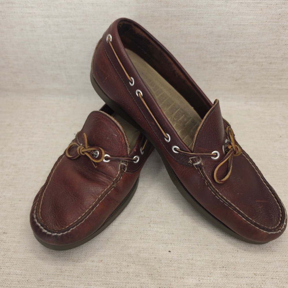 LL Bean Mens Casco Bay Boat Shoes Brown Leather Loafers 13 M 4110228